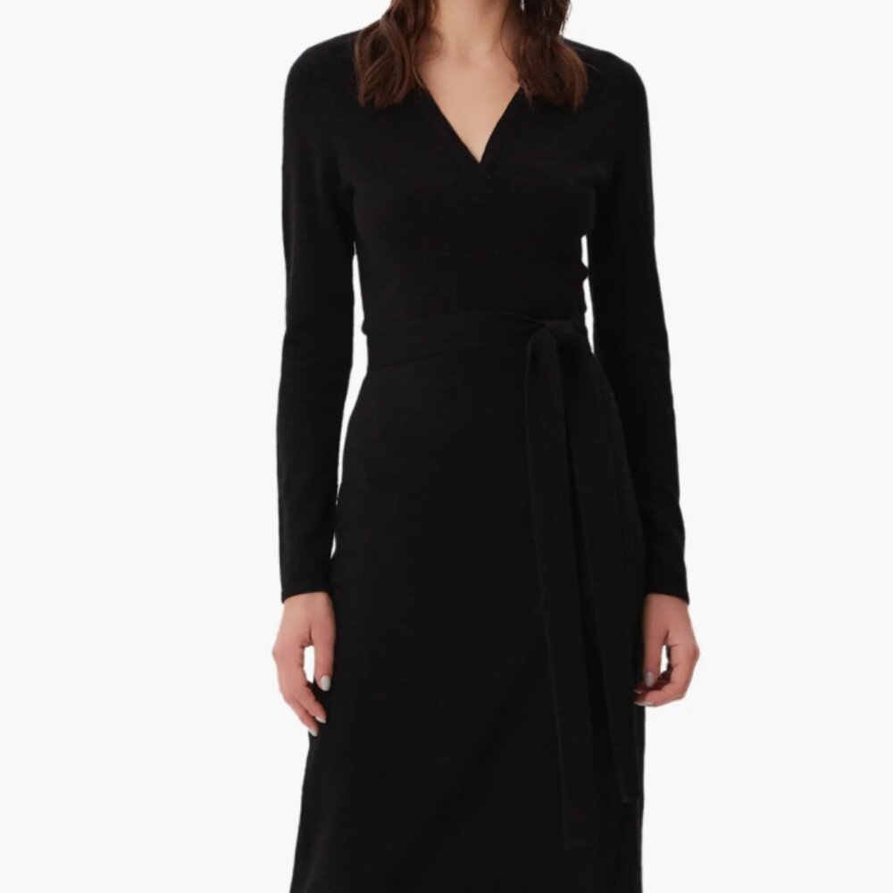 Diane von Furstenberg Astrid Long Sleeve Wool & Cashmere Wrap Sweater Dress M